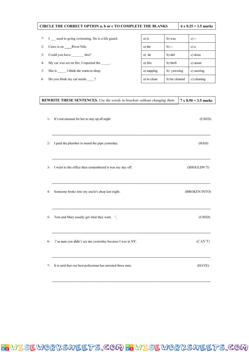 worksheet
