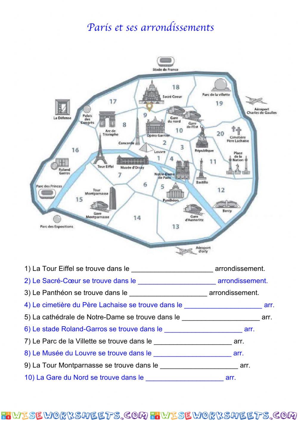 Paris et ses arrondissements