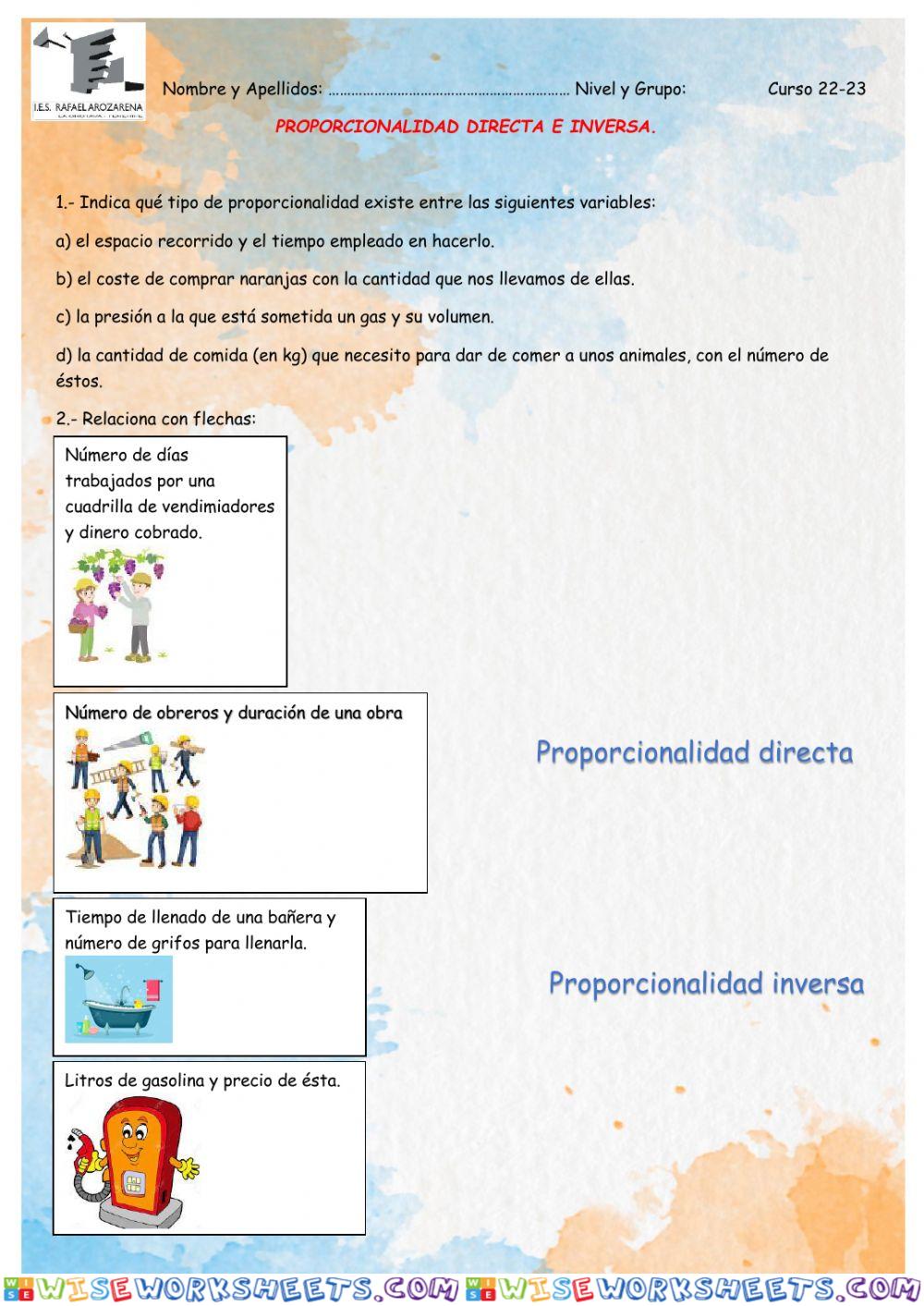 Proporcionalidad Directa e Inversa