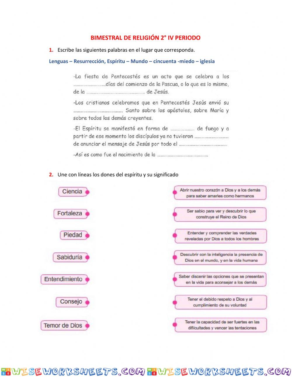 Bimestral de religión 2°