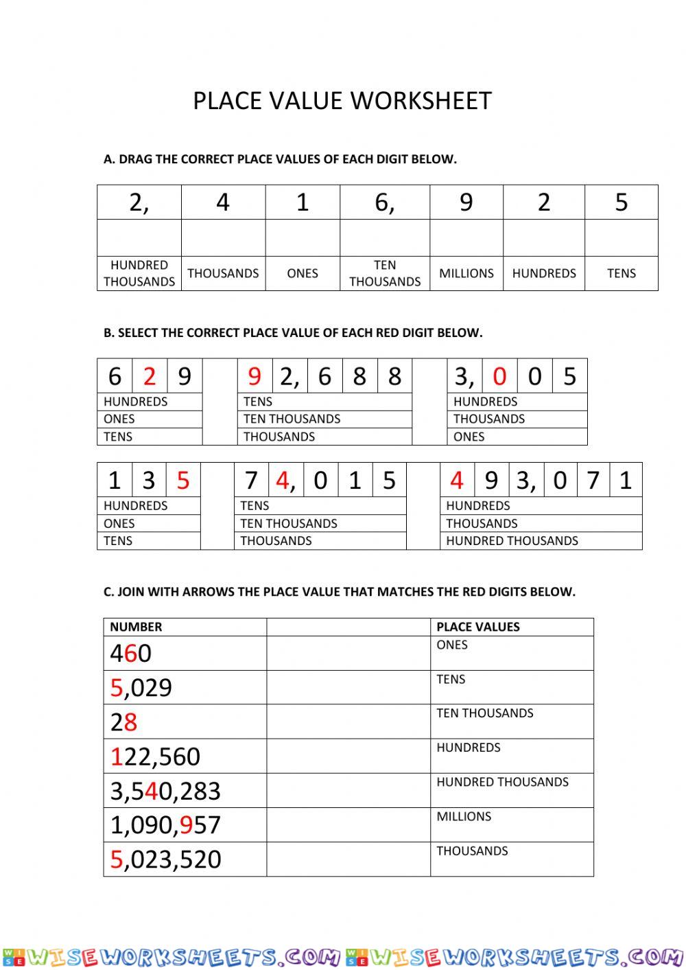 Place Value Worksheet