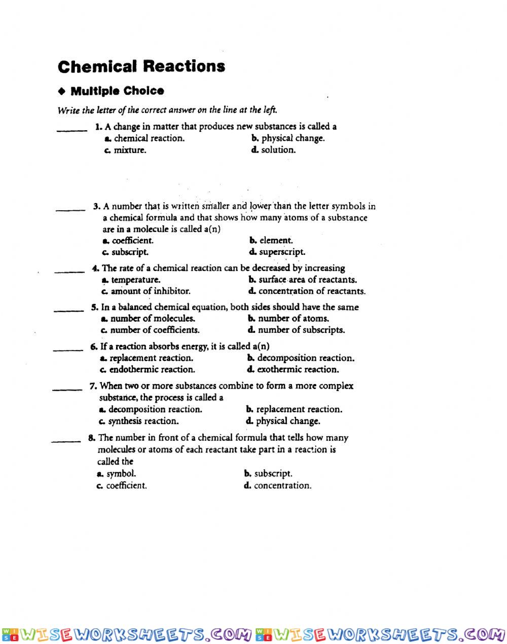 Chemical Reactions