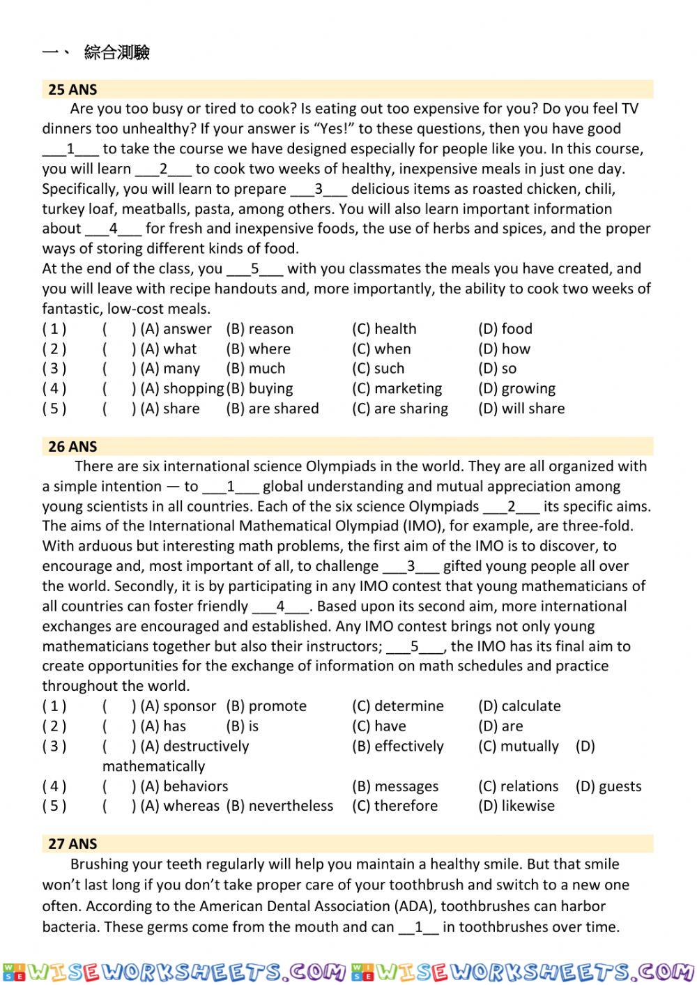 worksheet