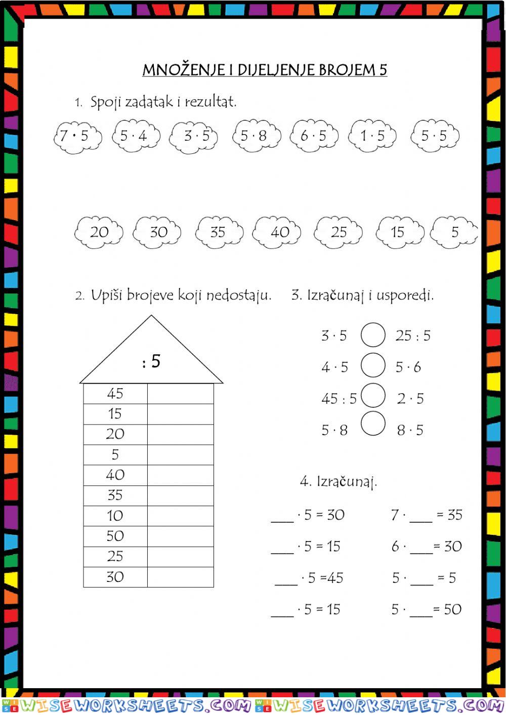 Množenje i dijeljenje brojem 5