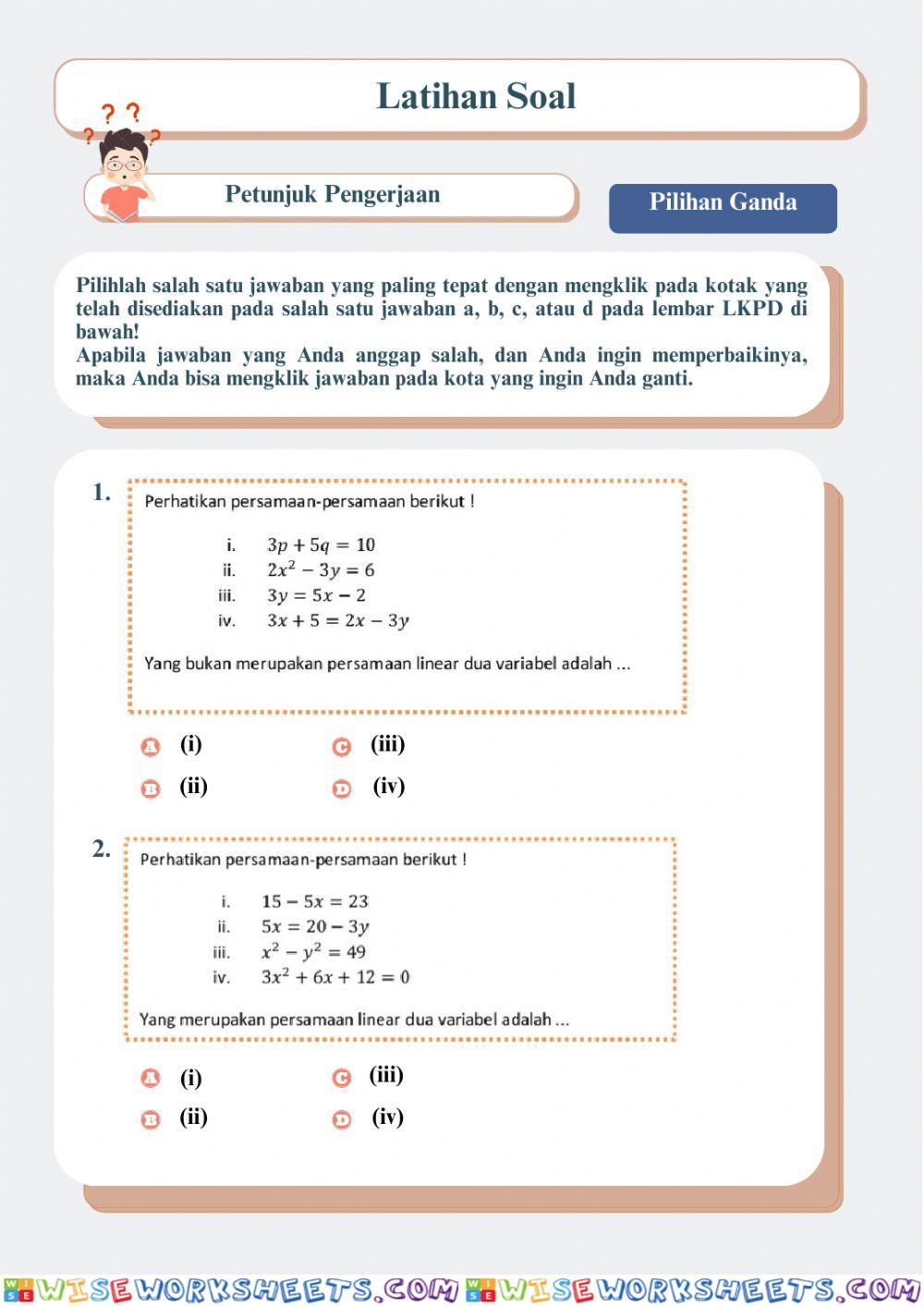 LKPD Sistem Persamaan Linear Dua Variabel (SPLDV)