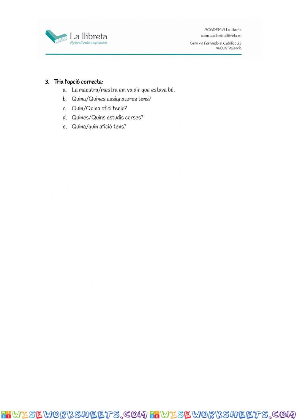 worksheet