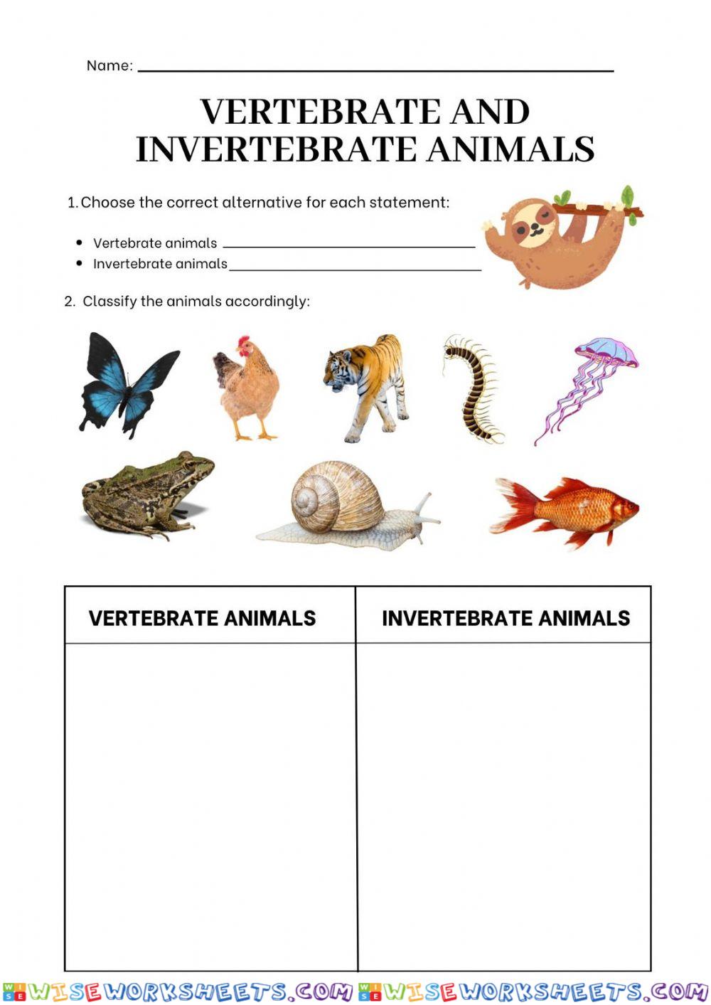 Vertebrate and invertebrate animals